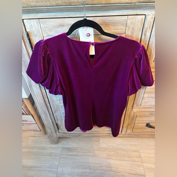 Parker Women’s Beyond Fuschia Velvet Short Sleeve Top Size M NWT - Picture 6 of 6